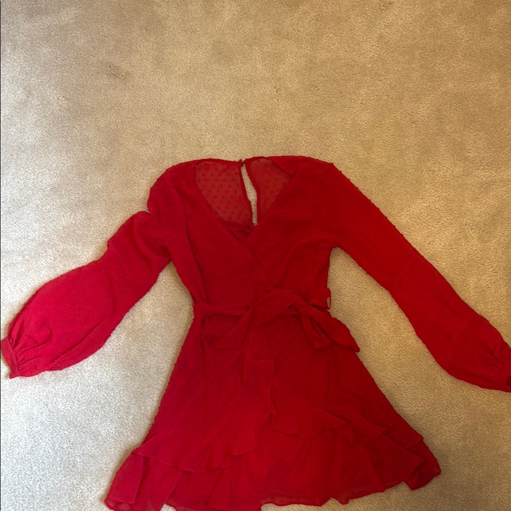 B. Smart Red Long Sleeve Dress